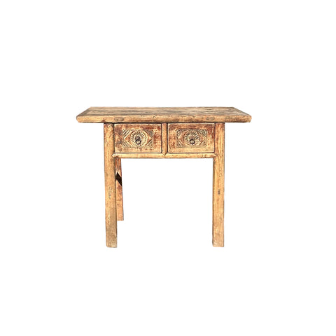 Rustic Raw Bleach Wash Wood Drawers Rectangular Console Side Table ws4429S