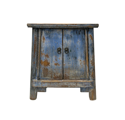 16.25" Distressed Bright Blue 2 Doors End Table Nightstand Chest ws4602S #3