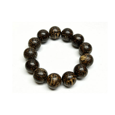 Oriental Natural Dark Brown Wood Marks Beads Hand Rosary Praying Bracelet ws4694S