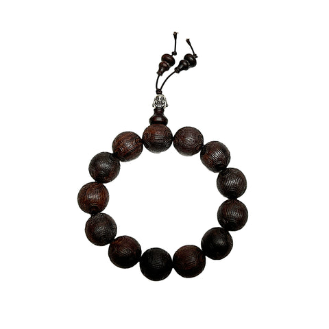 Chinese Rosewood Carved Beads Hand Rosary Praying Bracelet ws4697S