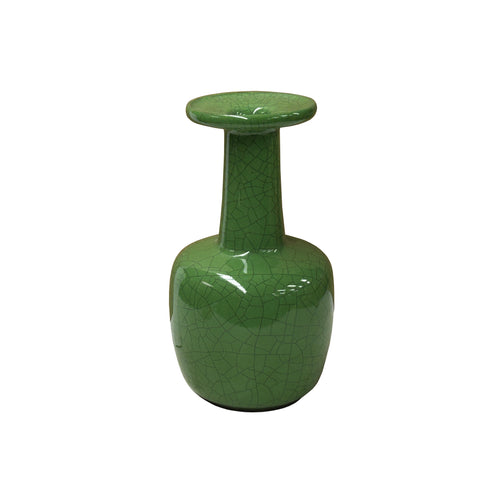 Orient Crackle Pattern Verdant Green Color Pottery Ceramic Vase ws4701S