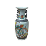 Orient Crackle Gray Warrior Graphic Artistic Pottery Ceramic Vase ws4704S