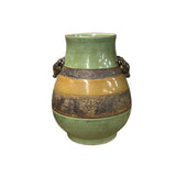 Orient Crackle Green Dragon Motif Ram Heads Artistic Pottery Ceramic Vase ws4706S