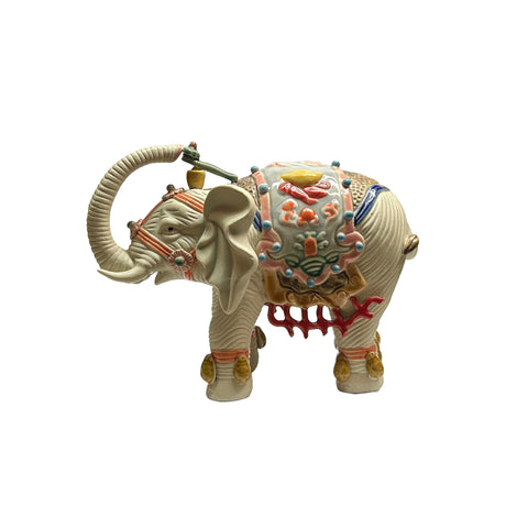 Ceramic Elephant Trunk Up Ingot Delicate Accent Decor Figure ws4708S