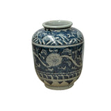 Orient Crackle Blue White Floral Graphic Ceramic Vase ws4713S