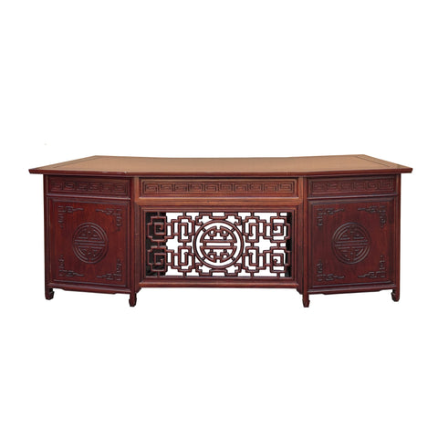 Oriental Brown Rosewood Drawers Base Plank Top Office Writing Desk ws4731S