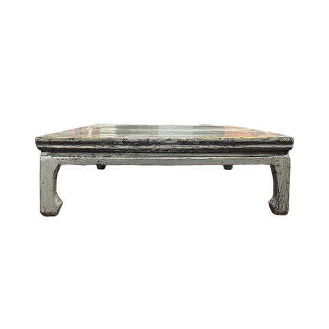 Chinese Distressed Gray Low Square Coffee Kang Table Stand ws4738S