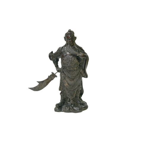 Vintage Bronze Color Metal Guan Yu Zheng Fei General Quan Statue ws4744S