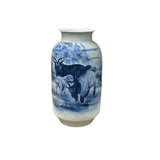 Chinese Blue White Handpaint San Yang Kai Tai Scenery Porcelain Vase ws4759S