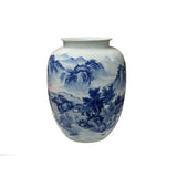 Chinese Blue White Handpaint Mountain Tree Scenery Porcelain Vase ws4762S