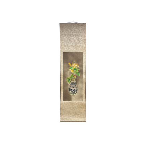 Chinese Flower Vase Embroidery Scroll Painting Wall Art ws4772S