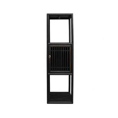 Chinese Black Slim Narrow Open Display Storage Corner Cabinet ws4773S