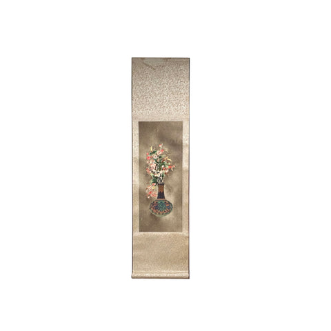Chinese Flower Vase Embroidery Scroll Painting Wall Art ws4776S