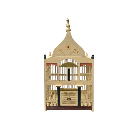 Western House Shape Light Cream Color Wood Birdcage Display ws4798S