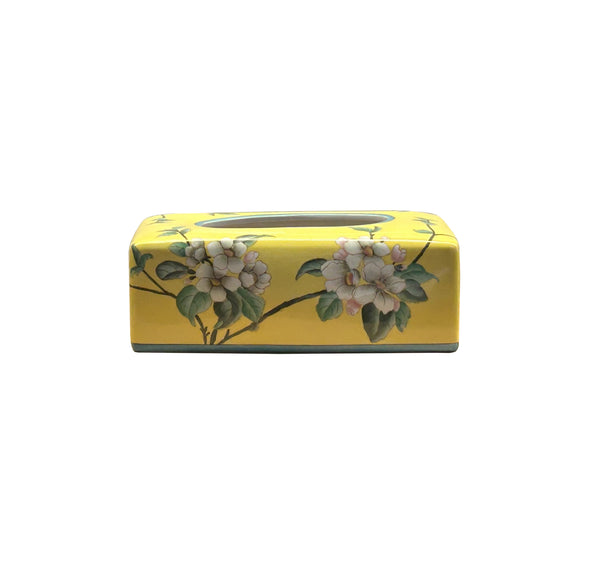 Yellow Flower Bird Graphic Rectangular Porcelain Tissue Box Cover ws4820BS Yellow Flower Bird Graphic Rectangular Porcelain Tissue Box Cover ws4820BS