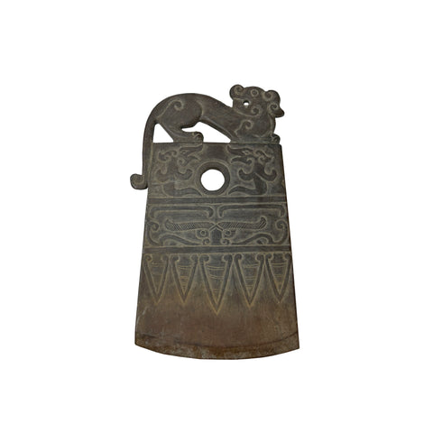 Oriental Stone Ritual Mythical Motif Carving Display Plaque Art ws4837S