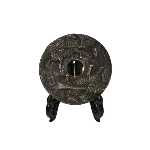 Oriental Stone Ritual Mythical Motif Carving Display Plaque Art ws4839S