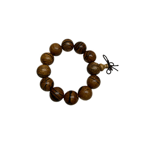 Chinese Brown Stain Cypress Stripe Beads Hand Rosary Praying Bracelet ws4862S