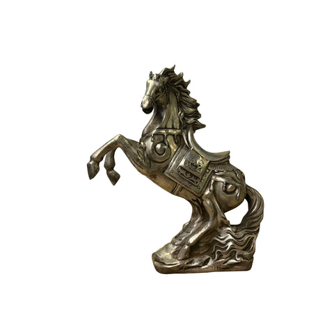 Chinese Silver Pewter Color Mid Rearing Horse Metal Figure ws4926S