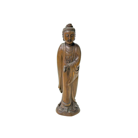 Chinese Boxwood Ancient Dressing Lady Holding Scroll Display Statue ws4899S