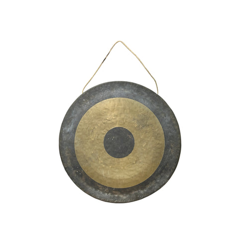 23.5" Vintage Oriental Mixed Metal Round Gong Display ws4910S