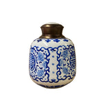 Oriental Handmade Blue White Porcelain Metal Lid Container Urn ws3327S