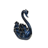 Ceramic Clay Navy Blue Wave Ribbon Feather Swan Art Figure ws3102S