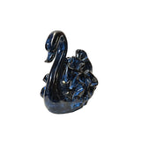 Ceramic Clay Navy Blue Wave Ribbon Feather Swan Art Figure ws3098S