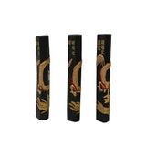3 Pcs Chinese Calligraphic Black Ink Sticks w Gold Dragon Characters ws3153S