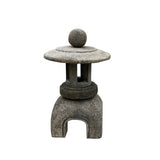 Chinese Gray Brown Round Stone Lamp Zen Garden Lantern ws3076S