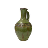 Brown Olive Green Ceramic Geometric Pattern Jar Shape Vase ws3272S