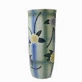 Artistic Flower Blue Green Checker Cross Porcelain Tall Slim Round Vase ws3513S
