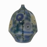 Artistic Flower Blue Green Porcelain Fat Round Body Small Mouth Vase ws3514S