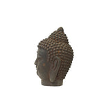 6" Vintage Iron Metal Finish Rustic Buddha Head Display Figure ws3570S