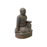 12" Iron Rustic Sitting Lohon Monk Study Reading Meditation Statue ws3621S