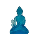 5" Teal Crystal Glass Cross Leg Medicine Amitabha Shakyamuni Buddha ws3667S