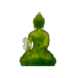 5" Green Crystal Glass Cross Leg Medicine Amitabha Shakyamuni Buddha ws3668S
