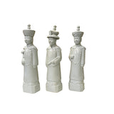 15" Chinese White 3 Standing Ching Qing Emperor Kings Figure Set ws3709S