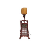 Vintage Chinese Brick Red Wood Floor Lamp With Golden Carving Base ws3758S