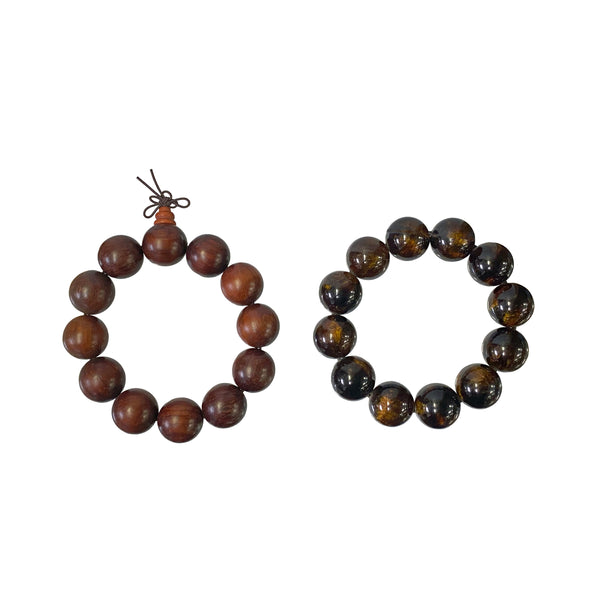 Set of 2 Brown Wood / Amber Resin Beads Hand Rosary Praying Bracelet ws3819S Set of 2 Brown Wood / Amber Resin Beads Hand Rosary Praying Bracelet ws3819S