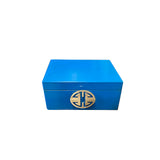 Large Oriental Round Hardware Bright Blue Rectangular Container Box ws3836CS