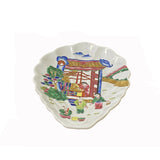 Chinese Off White Porcelain Scenery People Shell Shape Display Plate ws3862S