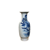 23" Vintage Blue White Scenery Porcelain Elephant Head Ear Art Vase ws4363S
