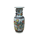Orient Crackle Gray Warrior Graphic Artistic Pottery Ceramic Vase ws4704S