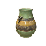 Orient Crackle Green Dragon Motif Ram Heads Artistic Pottery Ceramic Vase ws4706S