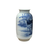 Chinese Blue White Handpaint San Yang Kai Tai Scenery Porcelain Vase ws4759S
