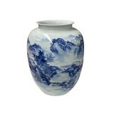 Chinese Blue White Handpaint Mountain Tree Scenery Porcelain Vase ws4762S