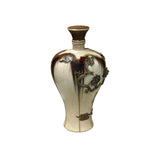 Oriental Silver Color Metal Dragons Motif Ceramic Jar Vase Art ws4801S