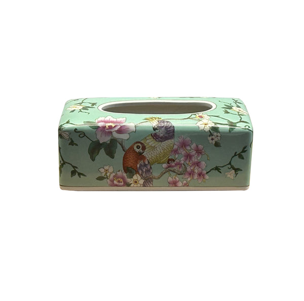 Light Blue Flower Bird Graphic Rectangular Porcelain Tissue Box Cover ws4820aS Light Blue Flower Bird Graphic Rectangular Porcelain Tissue Box Cover ws4820aS