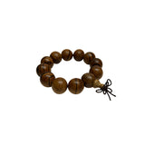 Chinese Brown Stain Cypress Stripe Beads Hand Rosary Praying Bracelet ws4862S